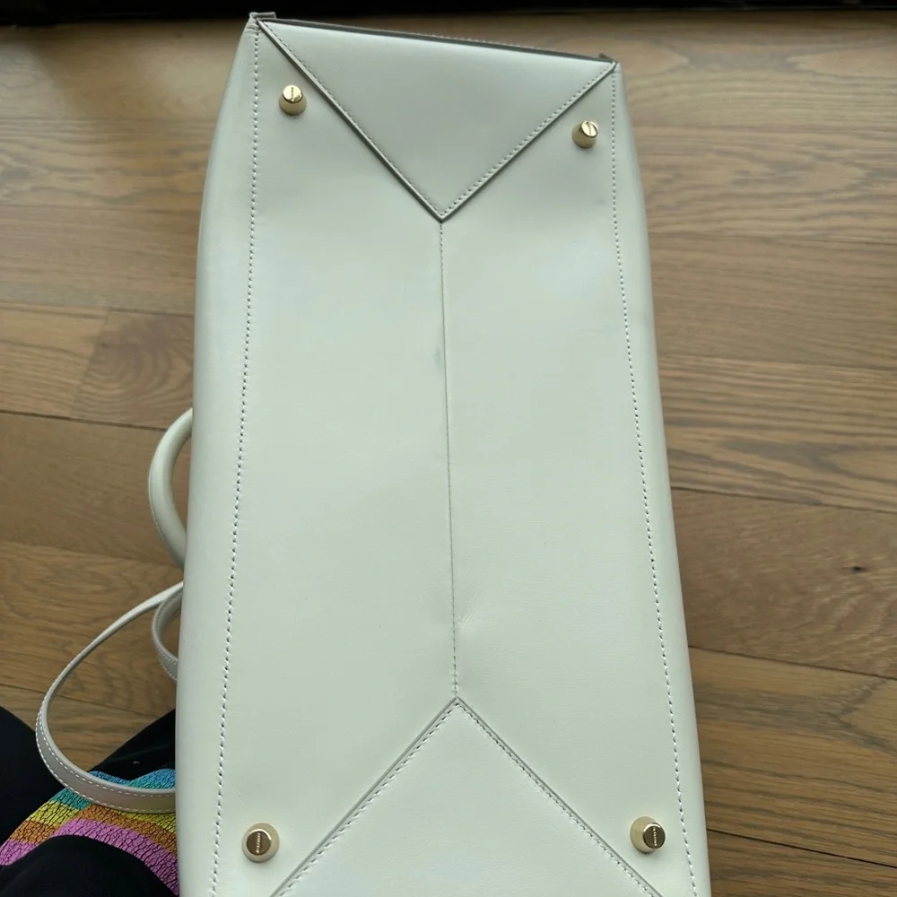 Jill sander white ostrich  Leather Tote Bag used once - Picture 4 of 6
